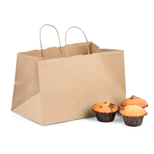 Wide Base Kraft Paper Bag with Twist Handles (Pack of 200)